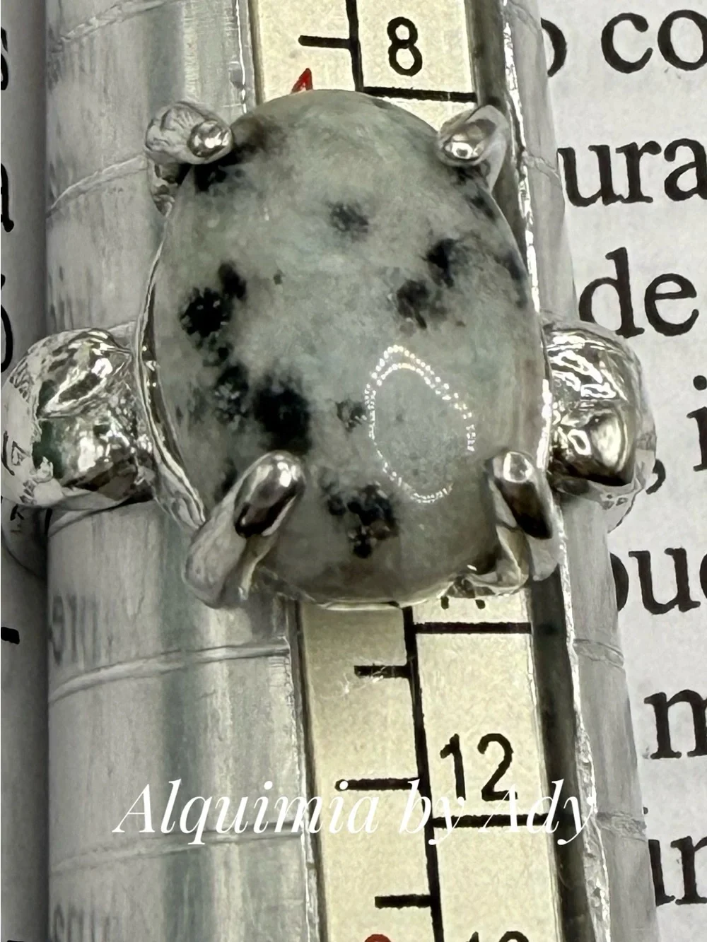 Silver Ring with White-Grey Jasper